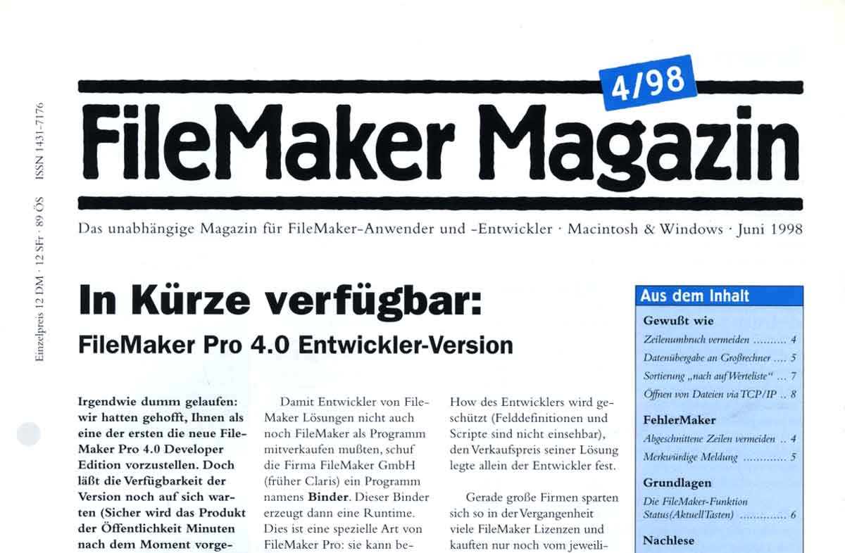 FileMaker Magazin 1998
